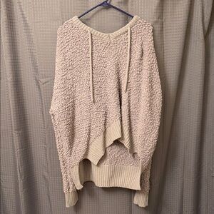 POL Cream Textured V-Neck Sweater